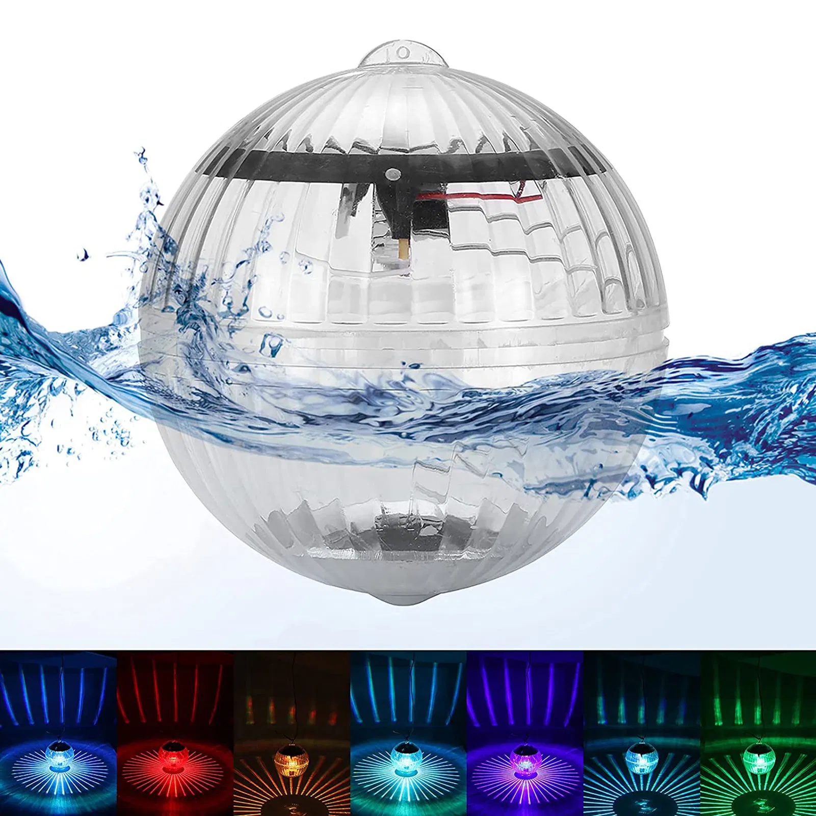 Solar Floating RGB LED Pond Pool Light with Color Changing Rotation