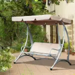 Outdoor Swing Chair Bench with Stand and Adjustable Canopy Porch Swing for Patio Garden - Image 2