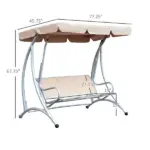 Outdoor Swing Chair Bench with Stand and Adjustable Canopy Porch Swing for Patio Garden - Image 3