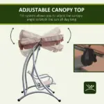 Outdoor Swing Chair Bench with Stand and Adjustable Canopy Porch Swing for Patio Garden - Image 4