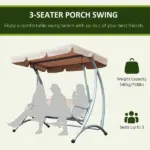 Outdoor Swing Chair Bench with Stand and Adjustable Canopy Porch Swing for Patio Garden - Image 7