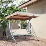 Outdoor Swing Chair Bench with Stand and Adjustable Canopy Porch Swing for Patio Garden - Image 10