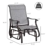 Outsunny Outdoor Swing Glider Chair, Patio Mesh Rocking Chair with Steel Frame, Grey, for Backyard, Garden, and Porch - Image 3