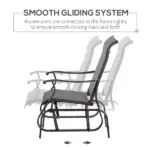 Outsunny Outdoor Swing Glider Chair, Patio Mesh Rocking Chair with Steel Frame, Grey, for Backyard, Garden, and Porch - Image 4