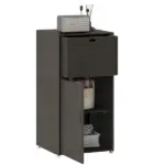 Outsunny Outdoor Towel Rack for Pool with Drawer and Cabinet, Dark Brown - Image 11