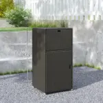 Outsunny Outdoor Towel Rack for Pool with Drawer and Cabinet, Dark Brown - Image 3