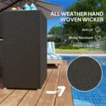 Outsunny Outdoor Towel Rack for Pool with Drawer and Cabinet, Dark Brown - Image 5