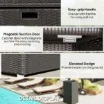 Outsunny Outdoor Towel Rack for Pool with Drawer and Cabinet, Dark Brown - Image 6