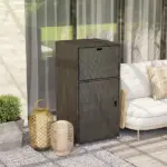 Outsunny Outdoor Towel Rack for Pool with Drawer and Cabinet, Dark Brown - Image 8