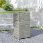 Outsunny Outdoor Towel Rack for Pool with Drawer and Cabinet, Gray - Image 3
