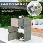 Outsunny Outdoor Towel Rack for Pool with Drawer and Cabinet, Gray - Image 4