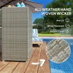 Outsunny Outdoor Towel Rack for Pool with Drawer and Cabinet, Gray - Image 5