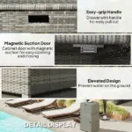 Outsunny Outdoor Towel Rack for Pool with Drawer and Cabinet, Gray - Image 6