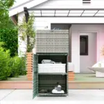 Outsunny Outdoor Towel Rack for Pool with Drawer and Cabinet, Gray - Image 7