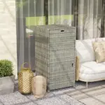 Outsunny Outdoor Towel Rack for Pool with Drawer and Cabinet, Gray - Image 8