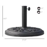 Outsunny Outdoor Umbrella Stand Base 17" 27 lbs, Round, Decorative Pattern, for Dia. 1.5", Dia. 1.89" Pole - Bronze - Image 3