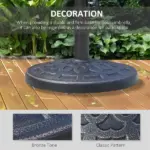 Outsunny Outdoor Umbrella Stand Base 17" 27 lbs, Round, Decorative Pattern, for Dia. 1.5", Dia. 1.89" Pole - Bronze - Image 4