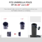 Outsunny Outdoor Umbrella Stand Base 17" 27 lbs, Round, Decorative Pattern, for Dia. 1.5", Dia. 1.89" Pole - Bronze - Image 6