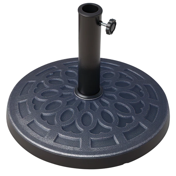 outdoor-umbrella-stand-base-17-27-lbs-round-decorative-pattern-for-15-189-pole-bronze.webp Outsunny Outdoor Umbrella Stand Base 17" 27 lbs, Round, Decorative Pattern, for Dia. 1.5", Dia. 1.89" Pole - Bronze - Image 1
