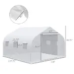 Outsunny Outdoor Walk-In Tunnel Greenhouse 12x10 Ft with Roll-up Windows Zippered Door White PE Cover for Garden - Image 3