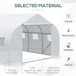 Outsunny Outdoor Walk-In Tunnel Greenhouse 12x10 Ft with Roll-up Windows Zippered Door White PE Cover for Garden - Image 4