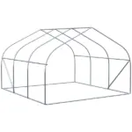 Outsunny Outdoor Walk-In Tunnel Greenhouse 12x10 Ft with Roll-up Windows Zippered Door White PE Cover for Garden - Image 9