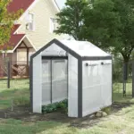 Outsunny Outdoor Walk-In Tunnel Greenhouse with Roll-up Windows, 2 Zippered Doors, and Weather Cover, 8' L x 6' W x 7.4' H - Image 2
