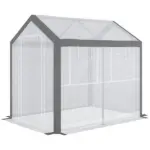 Outsunny Outdoor Walk-In Tunnel Greenhouse with Roll-up Windows, 2 Zippered Doors, and Weather Cover, 8' L x 6' W x 7.4' H - Image 11