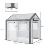 Outsunny Outdoor Walk-In Tunnel Greenhouse with Roll-up Windows, 2 Zippered Doors, and Weather Cover, 8' L x 6' W x 7.4' H - Image 3
