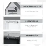 Outsunny Outdoor Walk-In Tunnel Greenhouse with Roll-up Windows, 2 Zippered Doors, and Weather Cover, 8' L x 6' W x 7.4' H - Image 5