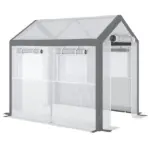 Outsunny Outdoor Walk-In Tunnel Greenhouse with Roll-up Windows, 2 Zippered Doors, and Weather Cover, 8' L x 6' W x 7.4' H - Image 7