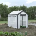 Outsunny Outdoor Walk-In Tunnel Greenhouse with Roll-up Windows, 2 Zippered Doors, and Weather Cover, 8' L x 6' W x 7.4' H - Image 10