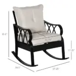 Outdoor Wicker Rocking Chair with Padded Cushions, Aluminum Furniture Rattan Porch Rocker Chair w/ Armrest for Garden, Patio, Khaki - Image 3
