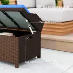 Outdoor Wicker Storage Bench with Storage and Cushion, Blue - Image 5