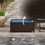 Outdoor Wicker Storage Bench with Storage and Cushion, Blue - Image 6