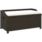 Outsunny Outdoor Wicker Storage Bench with Storage and Cushion, Cream White - Image 12