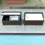 Outsunny Outdoor Wicker Storage Bench with Storage and Cushion, Cream White - Image 4