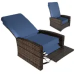 Outsunny Outdoor Wicker Swivel Recliner Chair, Lifting Footrest, 360 Degree Rotating Basic, Water-resistant Cushions, Dark Blue - Image 11