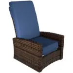 Outsunny Outdoor Wicker Swivel Recliner Chair, Lifting Footrest, 360 Degree Rotating Basic, Water-resistant Cushions, Dark Blue