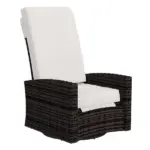 Outdoor Wicker Swivel Recliner Chair, Lifting Footrest, 360 degree Rotating Basic, Water-resistant Cushions, Khaki
