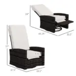 Outdoor Wicker Swivel Recliner Chair, Lifting Footrest, 360 degree Rotating Basic, Water-resistant Cushions, Khaki - Image 3