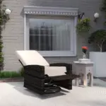 Outdoor Wicker Swivel Recliner Chair, Lifting Footrest, 360 degree Rotating Basic, Water-resistant Cushions, Khaki - Image 9