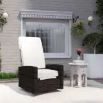 Outdoor Wicker Swivel Recliner Chair, Lifting Footrest, 360 degree Rotating Basic, Water-resistant Cushions, Khaki - Image 10