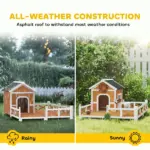 Outdoor Wooden Dog House, Dog Shelter with Large Porch, Weatherproof and Openable Roof, Elevated Base, Removable Floor - Image 5