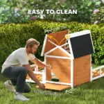 Outdoor Wooden Dog House, Dog Shelter with Large Porch, Weatherproof and Openable Roof, Elevated Base, Removable Floor - Image 6