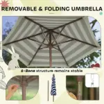 Qaba Outdoor Wooden Kids Picnic Table and Bench Set with Cushions and Umbrella, for Patio, Garden, Navy Blue - Image 5