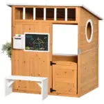 Outdoor Wooden Playhouse for Kids, Cottage, Door, Windows, Mailbox, Bench, Flower Pot Holder - Image 11