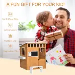 Outdoor Wooden Playhouse for Kids, Cottage, Door, Windows, Mailbox, Bench, Flower Pot Holder - Image 4