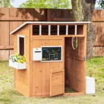 Outdoor Wooden Playhouse for Kids, Cottage, Door, Windows, Mailbox, Bench, Flower Pot Holder - Image 10