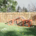 Outdoor Wooden Rabbit Hutch Large Bunny Hutch, Small Animal Habitat with Run, Lockable Doors, Natural Finish - Image 2